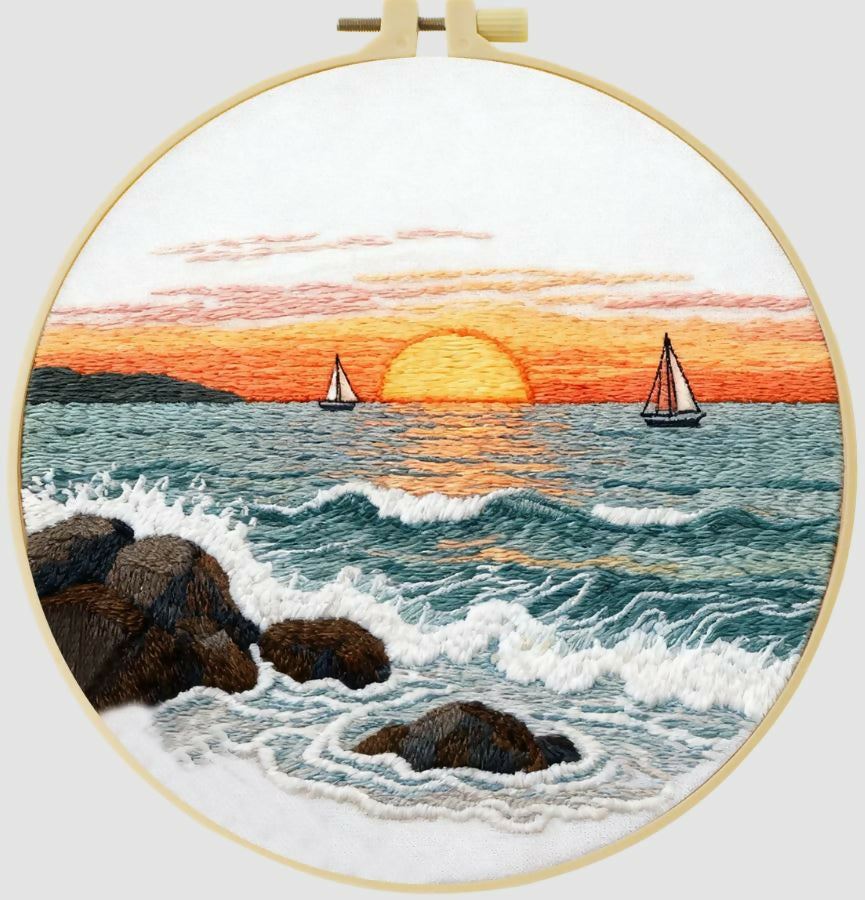 Cross Stitch Kits for Beginners |Sea (20cm with frame)- on Lucasgift