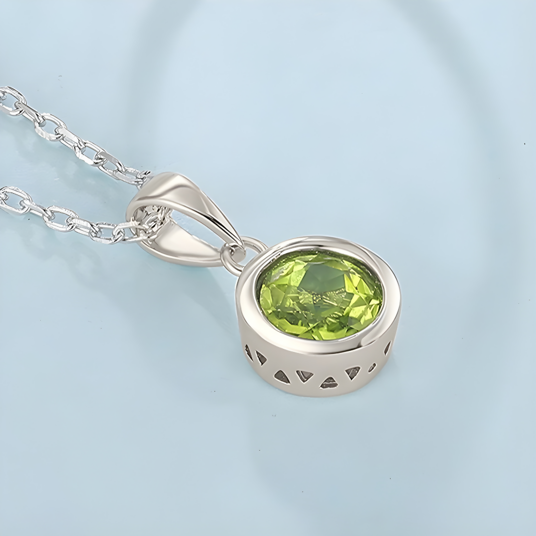 Peridot Necklace, Peridot Pendant Sterling Silver, Green Gemstone Jewelry, Raw Peridot Crystal Necklace, Gift for Her, Gift for Him- on Lucasgift