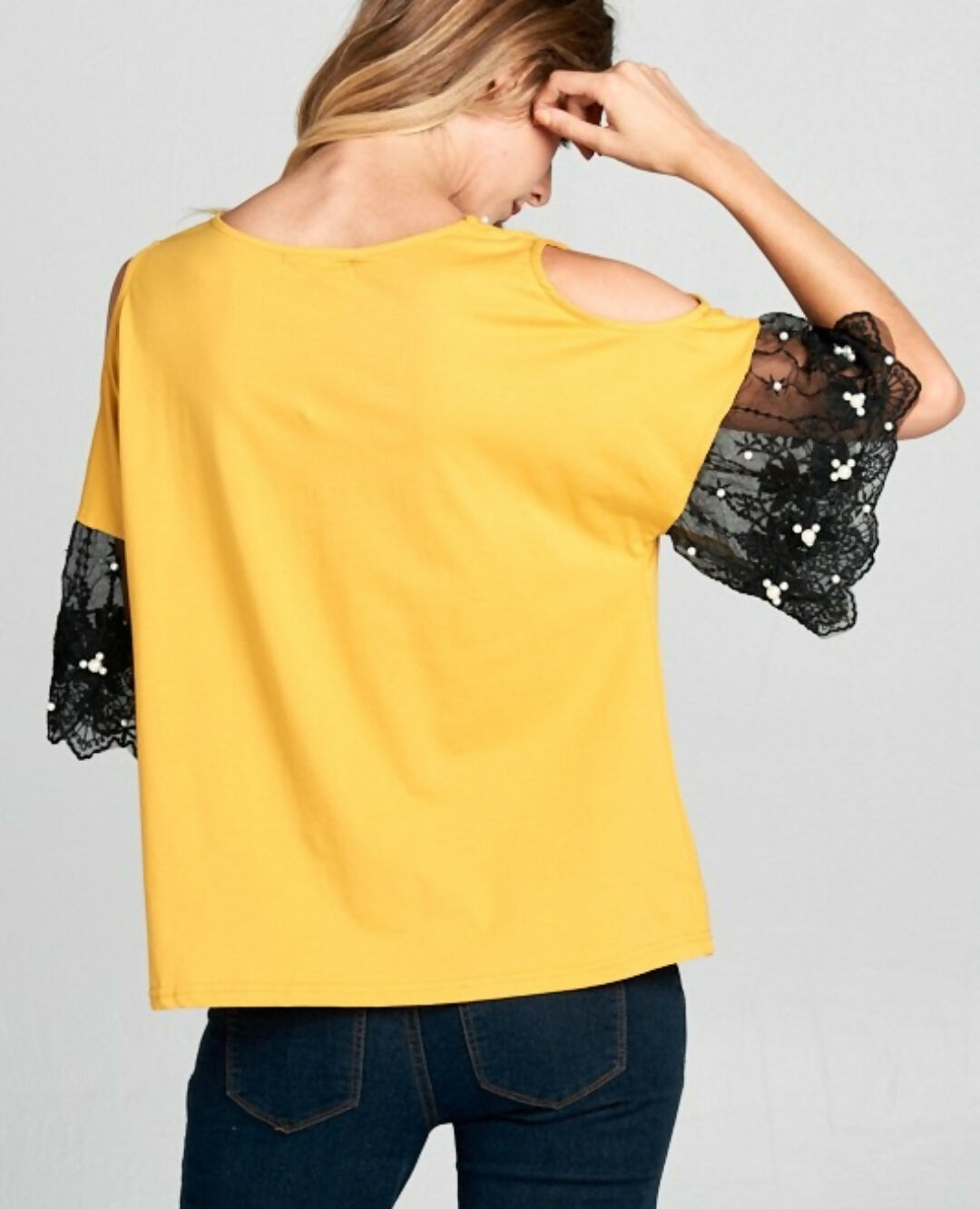 Crochet Lace Cold Shoulder Sleeves Top- on Lucasgift