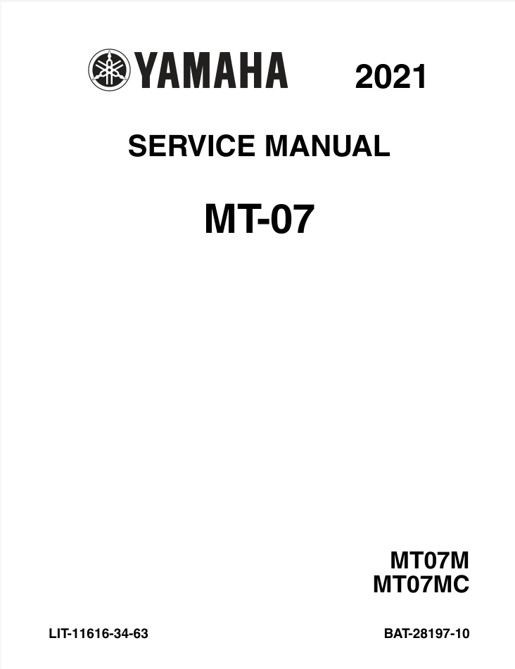 Yamaha MT-07 2021 Service Repair Manual- on Lucasgift