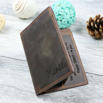 Trifold Wallet for Men, Leather, Dark Brown , Real Leather, Same Day Shipping, Free Shipping US-Lucasgift