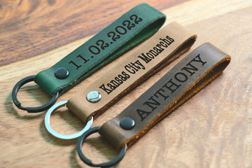 SLIM Personalized Leather Keychain, Personalized Coordinates Keychain, Where it All Began, 3 year Anniversary Gift. Mens gift, Mothers day gift- on Lucasgift
