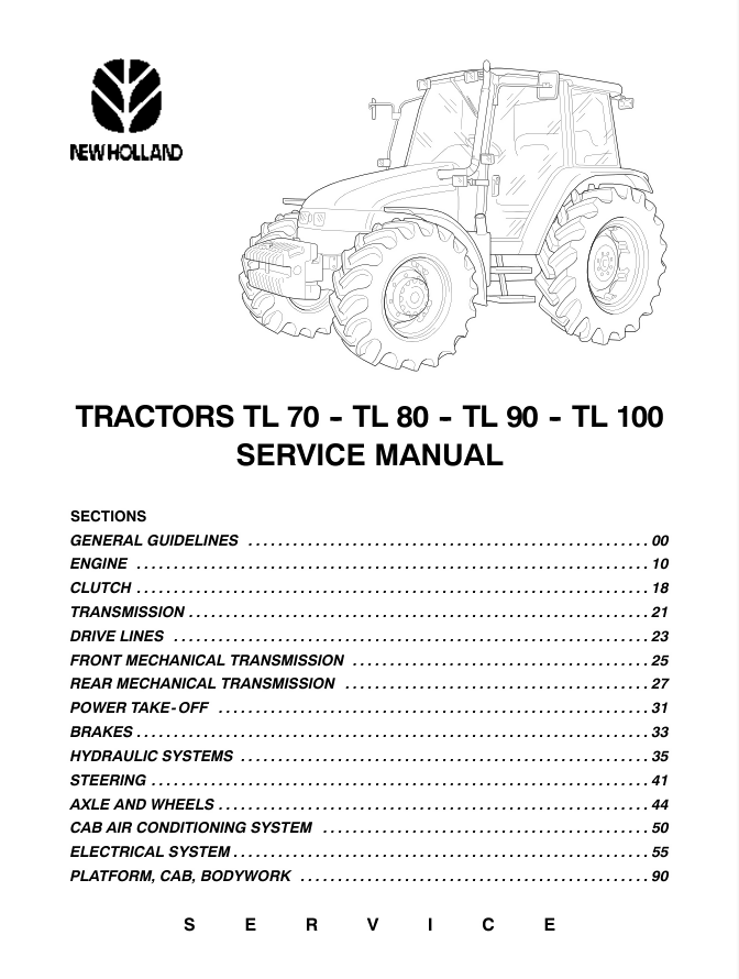 New Holland TL70, TL80, TL90, TL100 Tractor Service Manual Repair Shop- on Lucasgift