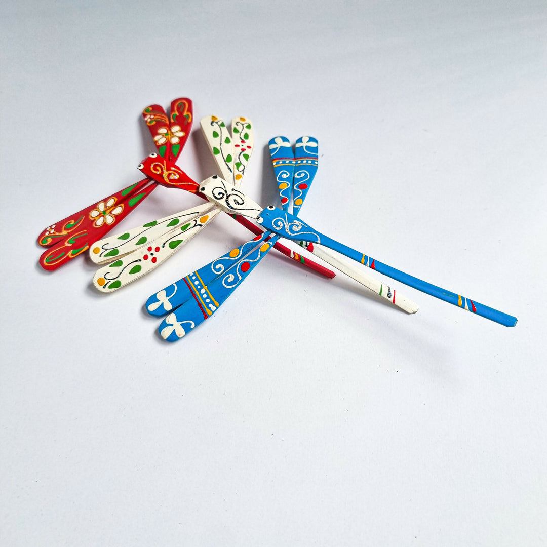 Set of 10 Hand Painted Bamboo Dragonfly: Balancing Decoration, 4.5"- on Lucasgift
