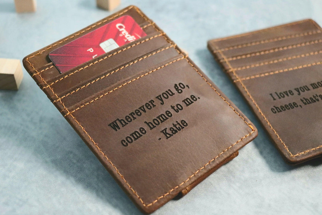 Front Pocket Magnetic Money Clip, Personalized Magnetic Wallet, Slim Magnet Wallet, Card Holder For Men, Father Gift, Custom Wallet- on Lucasgift