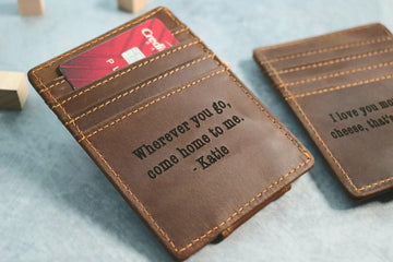 Front Pocket Magnetic Money Clip, Personalized Magnetic Wallet, Slim Magnet Wallet, Card Holder For Men, Father Gift, Custom Wallet- on Lucasgift
