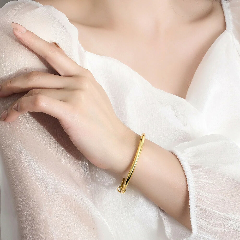 Gold Colour Smooth Surface Bangles Bracelet For Women Luxury Jewelry- on Lucasgift