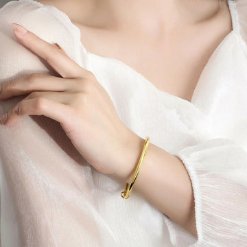 Gold Colour Smooth Surface Bangles Bracelet For Women Luxury Jewelry- on Lucasgift