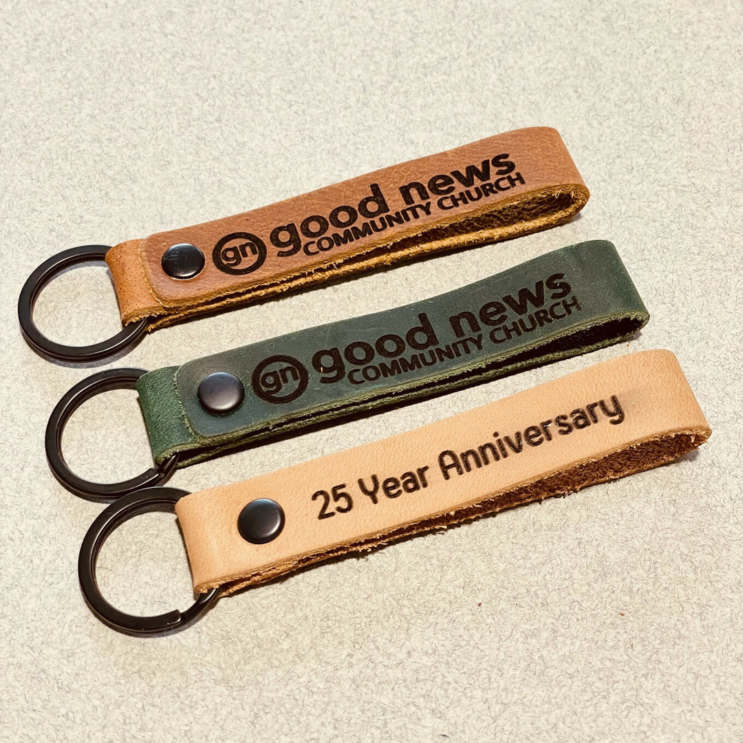 BULK 100 pcs LEATHER KEYCHAINS with Logo Engraving