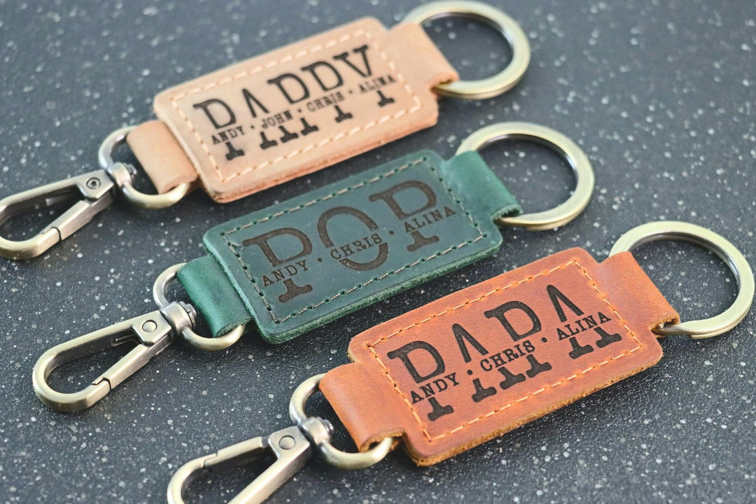 PAPA KEYCHAIN, Leather Keychain, Papa Gift, Gifts for Papa, Papa CHRISTMAS Gifts, Papa Gifts, Custom Papa Christmas Keychain, Father gift- on Lucasgift