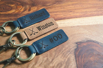 Ice Hockey Personalized Keychain / Keyring / bag Tag / Name Tag - Leather Keychain- on Lucasgift
