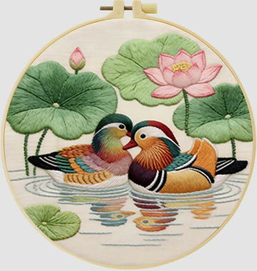 Cross Stitch Kits for Beginners |Mandarin Ducks (20cm with frame)- on Lucasgift