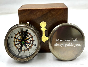 Personalized Antique Vintage Nautical Compass / Custom Engraving / With wood box Gift- on Lucasgift