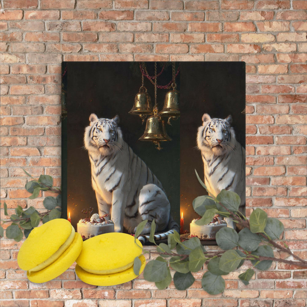 The White Tiger's Candlelit Celebration Canvas- on Lucasgift