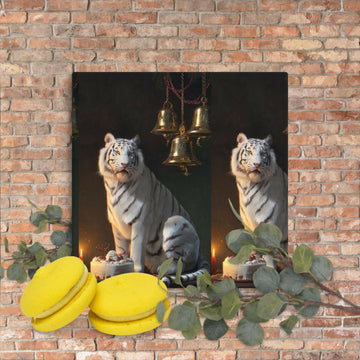The White Tiger's Candlelit Celebration Canvas