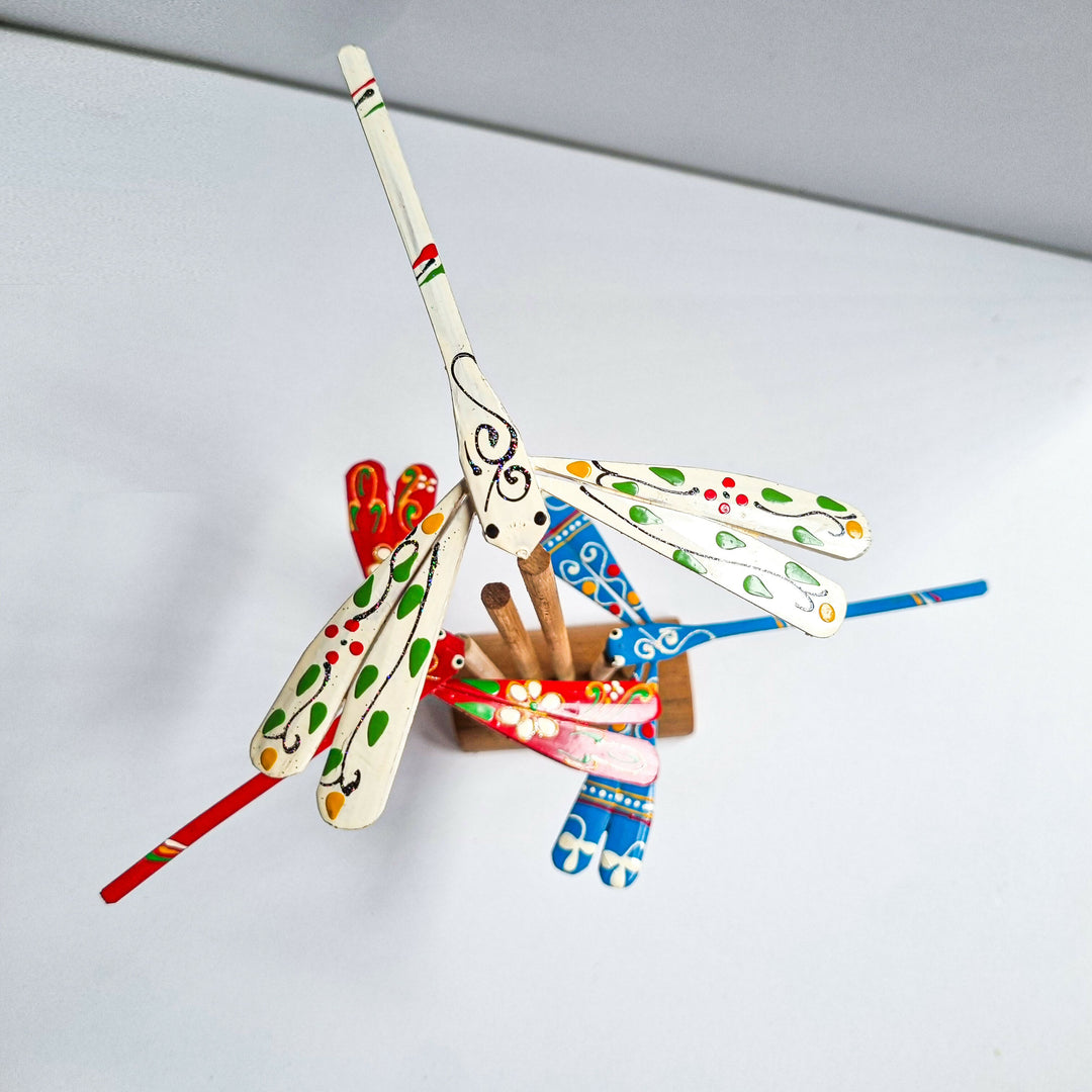 Set of 10 Hand Painted Bamboo Dragonfly: Balancing Decoration, 4.5"- on Lucasgift