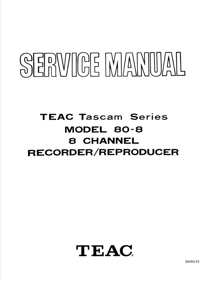 Teac Tascam Model 80-8 Recorder Schematics Service Manual- on Lucasgift