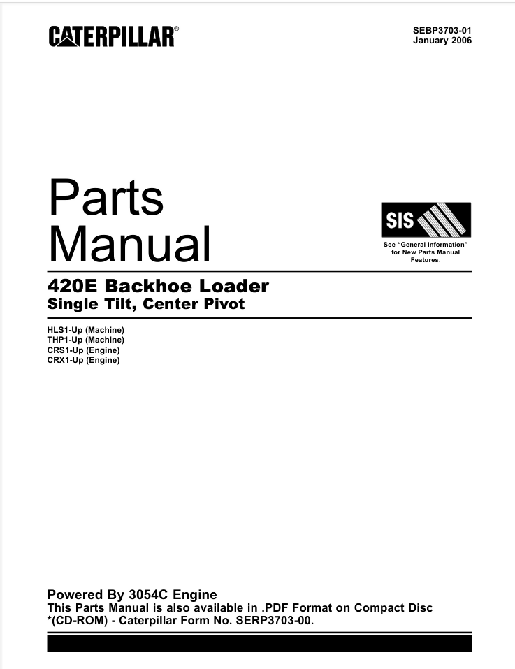 CAT Caterpillar 420E Backhoe Loader DAN Parts Manual- on Lucasgift