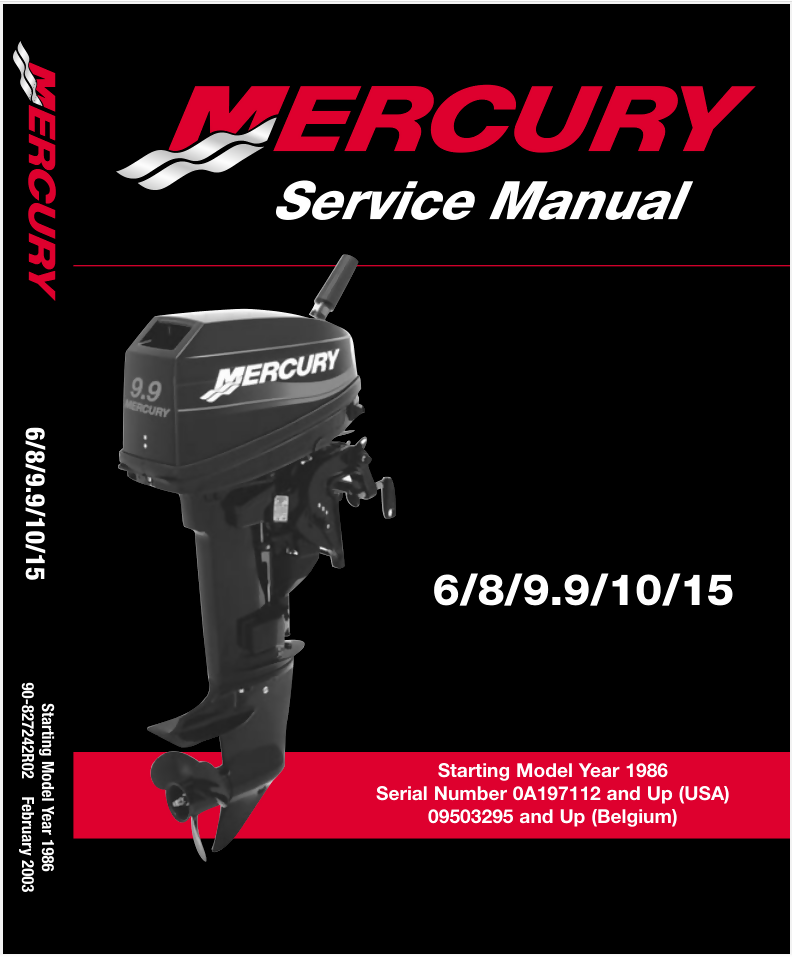 Mercury 6 8 9.9 10 15 - Starting Year 1986 - Service Manual- on Lucasgift