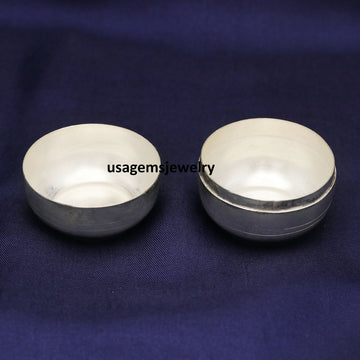 999 Fine Silver Prasadam Bowl Box Handmade Trinket Container Serving Box | Weight 45 Grams BJ1018- on Lucasgift