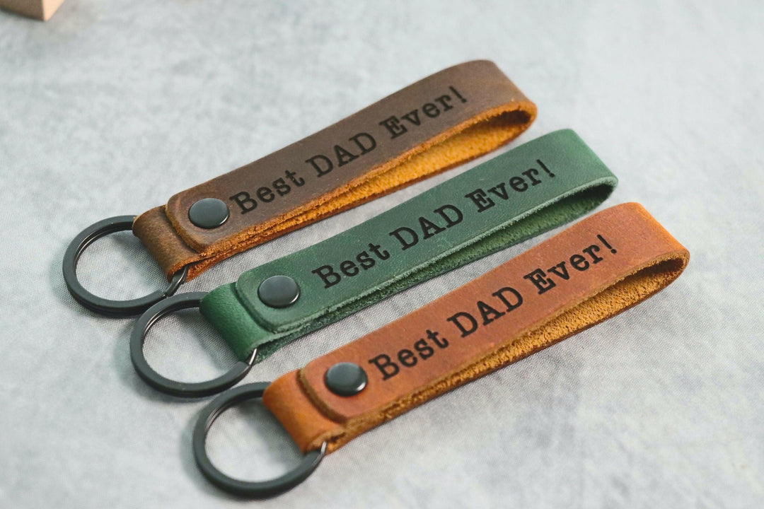 SLIM Personalized Leather Keychain. Custom Leather Keychain. Monogrammed Leather Key fob- on Lucasgift