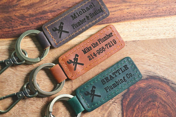 PLUMBER Personalized Keychain, Plumber Keyring, Plumbing Key tag, Name Tag, Cute Leather Keychain, Plumber Keychain- on Lucasgift