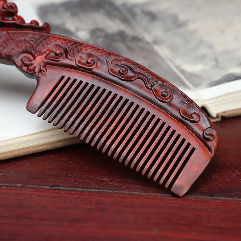 Rhino horn and rosewood carved wooden comb, vintage-style massage and hair comb, wedding gift- on Lucasgift