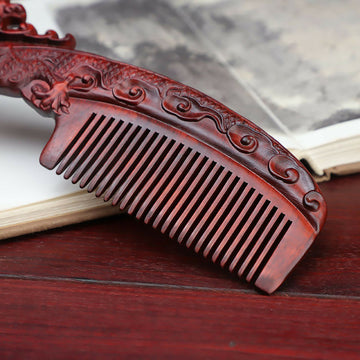 Rhino horn and rosewood carved wooden comb, vintage-style massage and hair comb, wedding gift- on Lucasgift