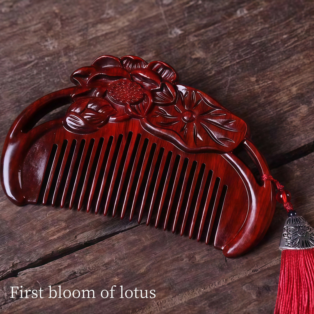 Rosewood carved double-sided wooden comb hair straightening massage comb wedding festival gift comb gift- on Lucasgift