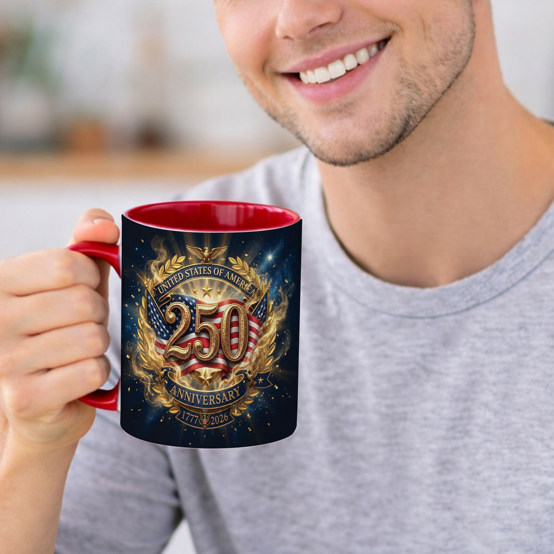 250th American Independence Anniversary Coffee Mug 1776–2026, Patriotic 4th of July Gifts for Men Women, Dad Mom Grandma Grandpa, 11oz 15oz Ceramic Mug