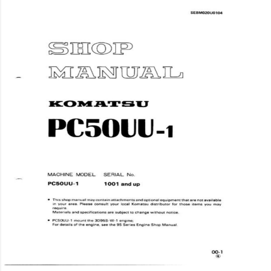 Komatsu Pc50UU-1 Excavator Workshop Repair Manual