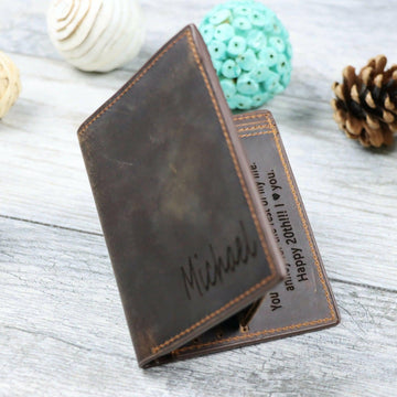 Leather Trifold Wallet , Real Leather, Same Day Shipping, Free Shipping US- on Lucasgift