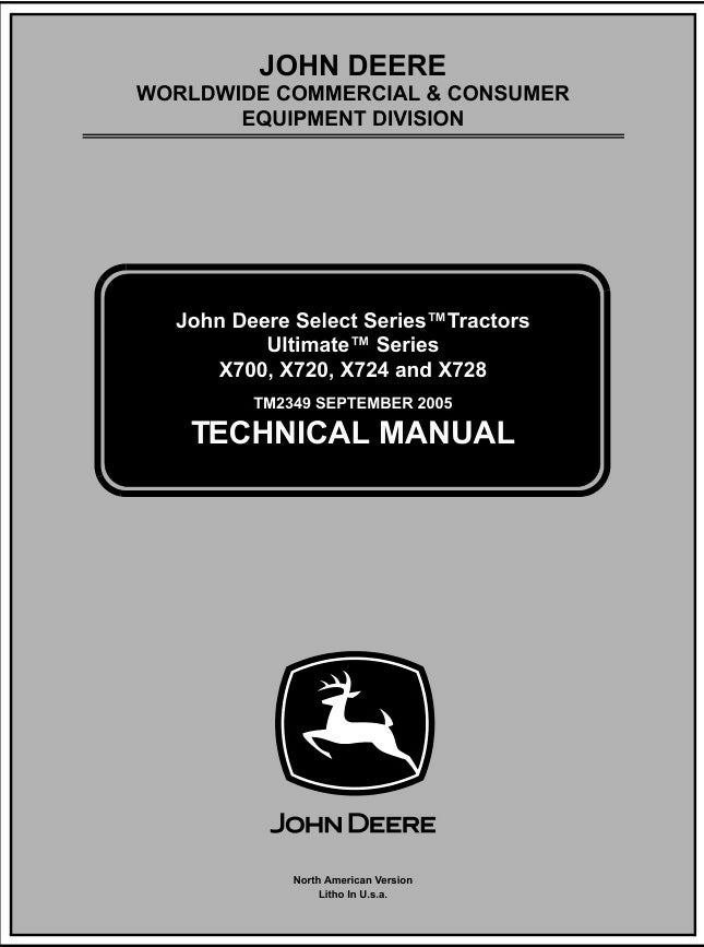 John Deere X700 X720 Tractors Repair Service Technical Manual TM2349- on Lucasgift