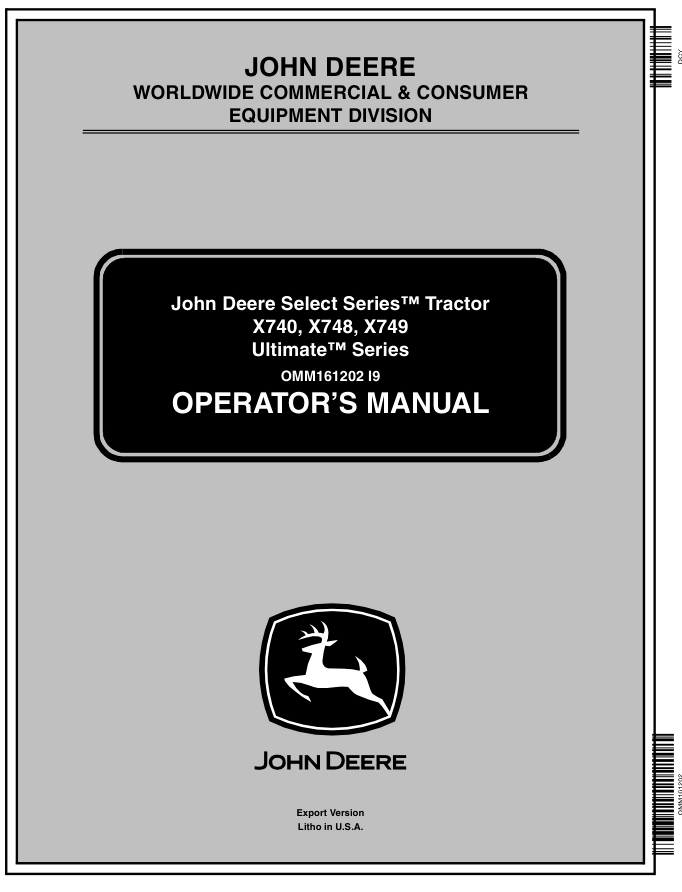 John Deere X740 X744 X748 X749 Tractors Operator's Manual- on Lucasgift