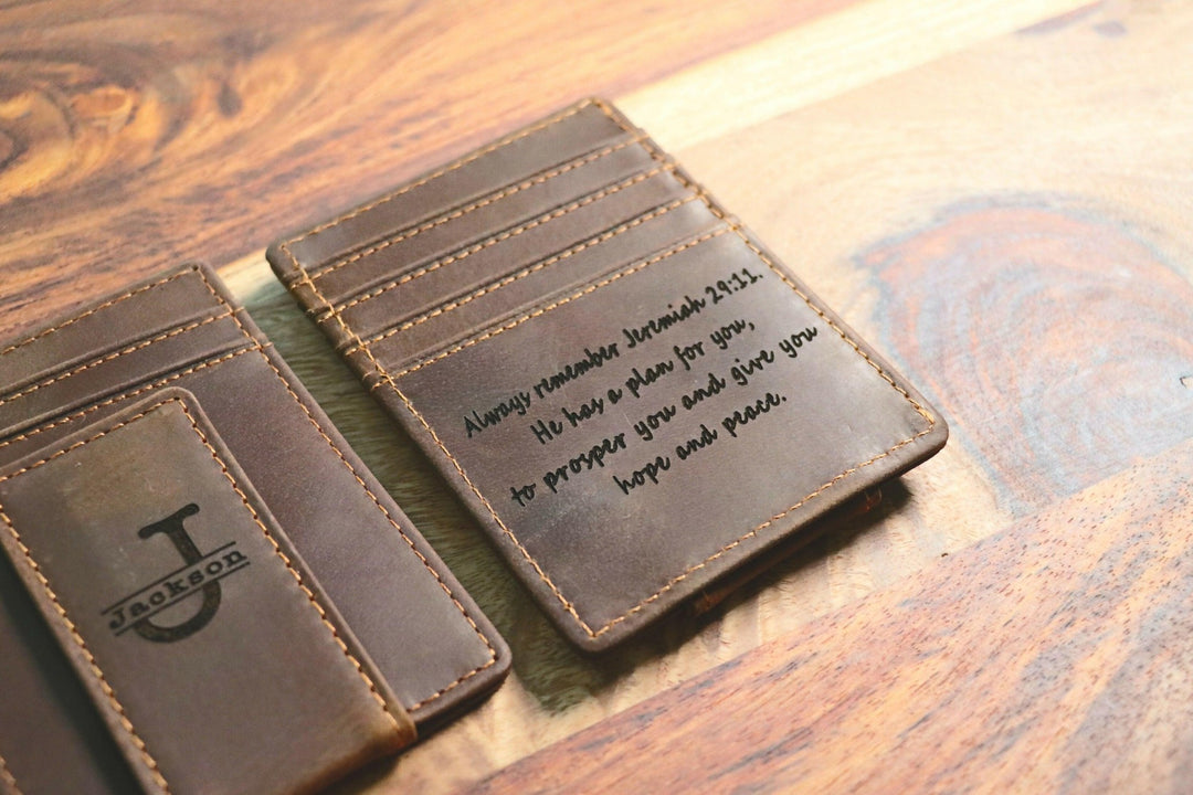 Personalized Leather Magnetic Money Clip- on Lucasgift