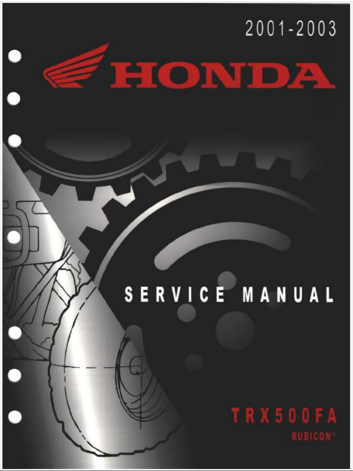 Honda TRX500FA Rubicon 500 Shop Manual 01-03- on Lucasgift