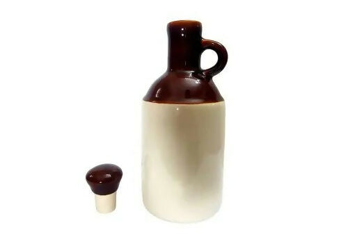 Indian Handcrafted Ceramic Oil Dispenser – Brown & Cream Vintage Jug Style- on Lucasgift