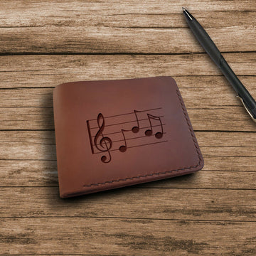 Musician Gifts. Music Student Gift. Music Teacher Gift. Personalized Wallet. Engraved Custom Leather Slim Bifold Wallets for Men.- on Lucasgift