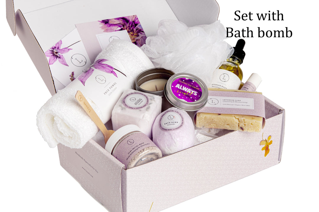 Bath Bomb and Shower Steamer Lizush All Natural Lavender Gift Box with - bath & body products- on Lucasgift