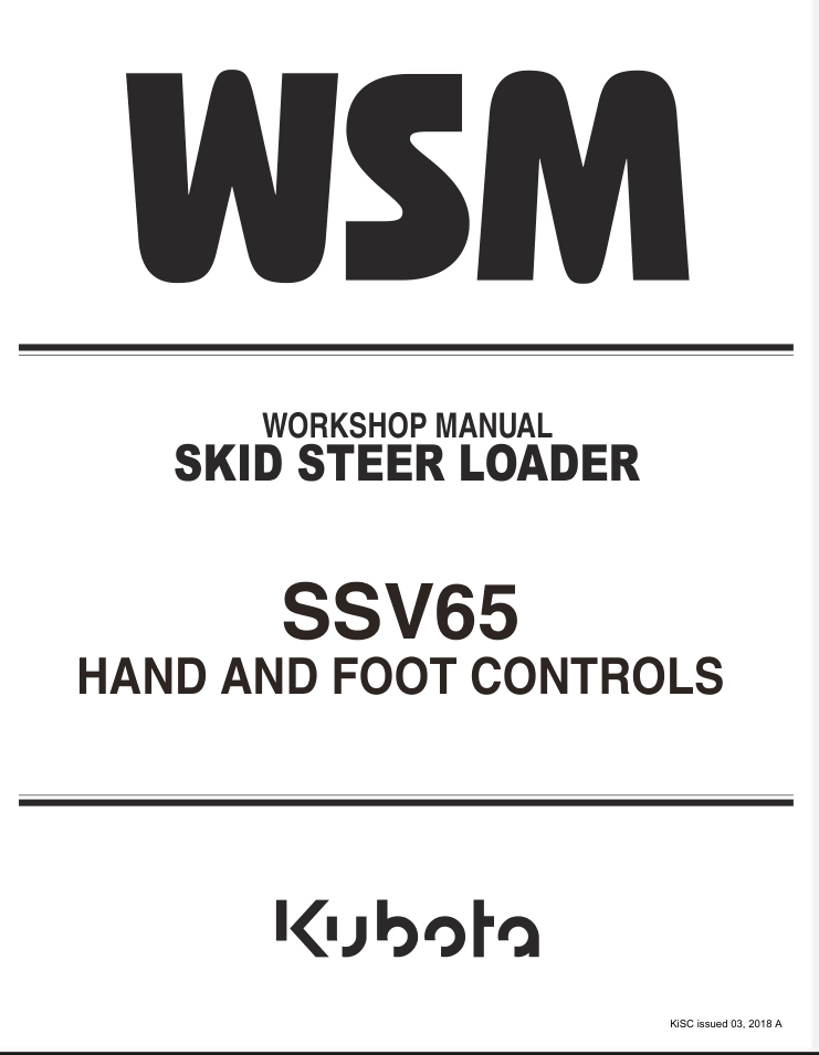 Kubota SSV 65 WSM Workshop Service Manual- on Lucasgift