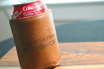 BUSINESS LOGO Leather Koozies, Custom Koozies- on Lucasgift