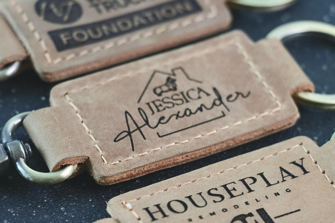 Business Logo Keychain, Custom Leather Keychain- on Lucasgift