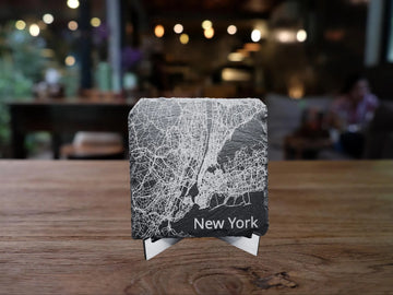 Custom City Map on Slate Coaster, Circle or Square Personalized Coaster, Printed Map of Any Town or City, Gift for Him, Gift for Her- on Lucasgift