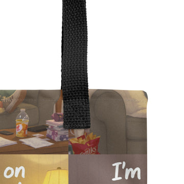 Energy-Saving Mode Living – Cozy Humor Tote- on Lucasgift