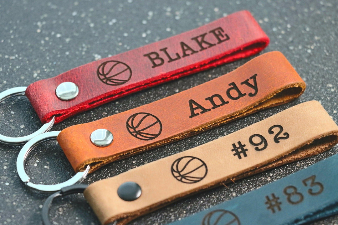SLIM Personalized Basketball Keychain. Basketball Name Tag Keychain. Backpack Name Tag. Basketball Team Gift. Basketball Coach Gift.- on Lucasgift