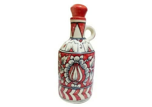 Handcrafted Ceramic Oil Dispenser Bottle with Madhubani Art- on Lucasgift