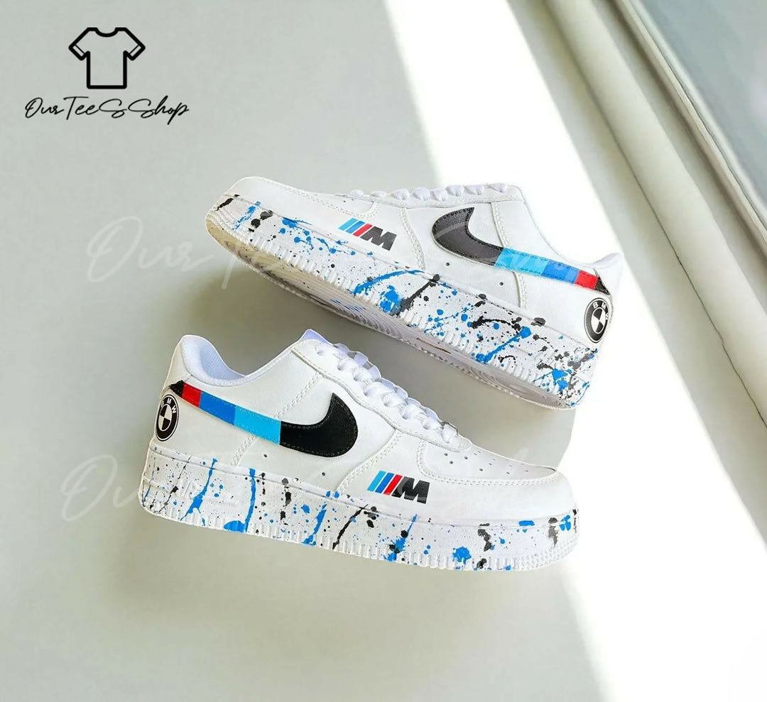 Custom BMW Splate AF1 Sneakers, Hand Painted Personalized Shoes