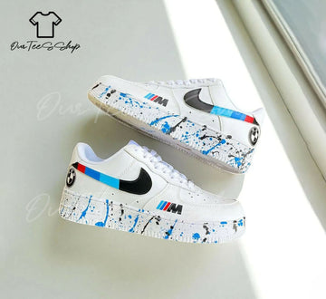 Custom BMW Splate AF1 Sneakers, Hand Painted Personalized Shoes