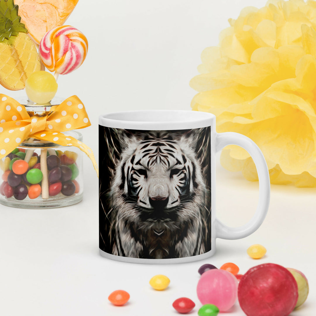 Guardian of Quiet Strength – Stylized White Tiger Mug