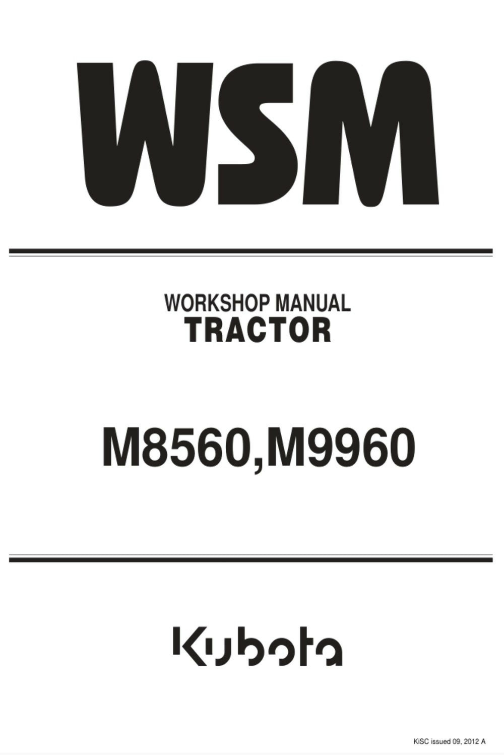 Kubota M8560 M9960 Tractor WSM Service Workshop Manual